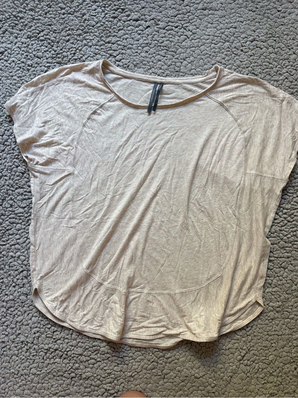 Anthropologie Light Beige Women's Short-Sleeve Scoop Neck Top